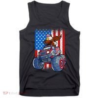 Dabbing Eagle Monster Truck 4th Of July Boy American Flag Tank Top thumb 0