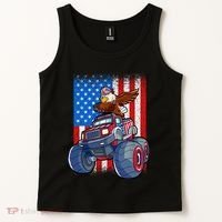 Dabbing Eagle Monster Truck 4th Of July Boy American Flag Tank Top thumb 2