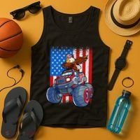 Dabbing Eagle Monster Truck 4th Of July Boy American Flag Tank Top thumb 4