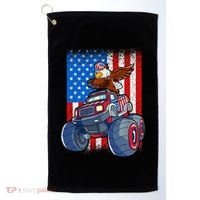 Dabbing Eagle Monster Truck 4th Of July Boy American Flag Golf Towel thumb 0
