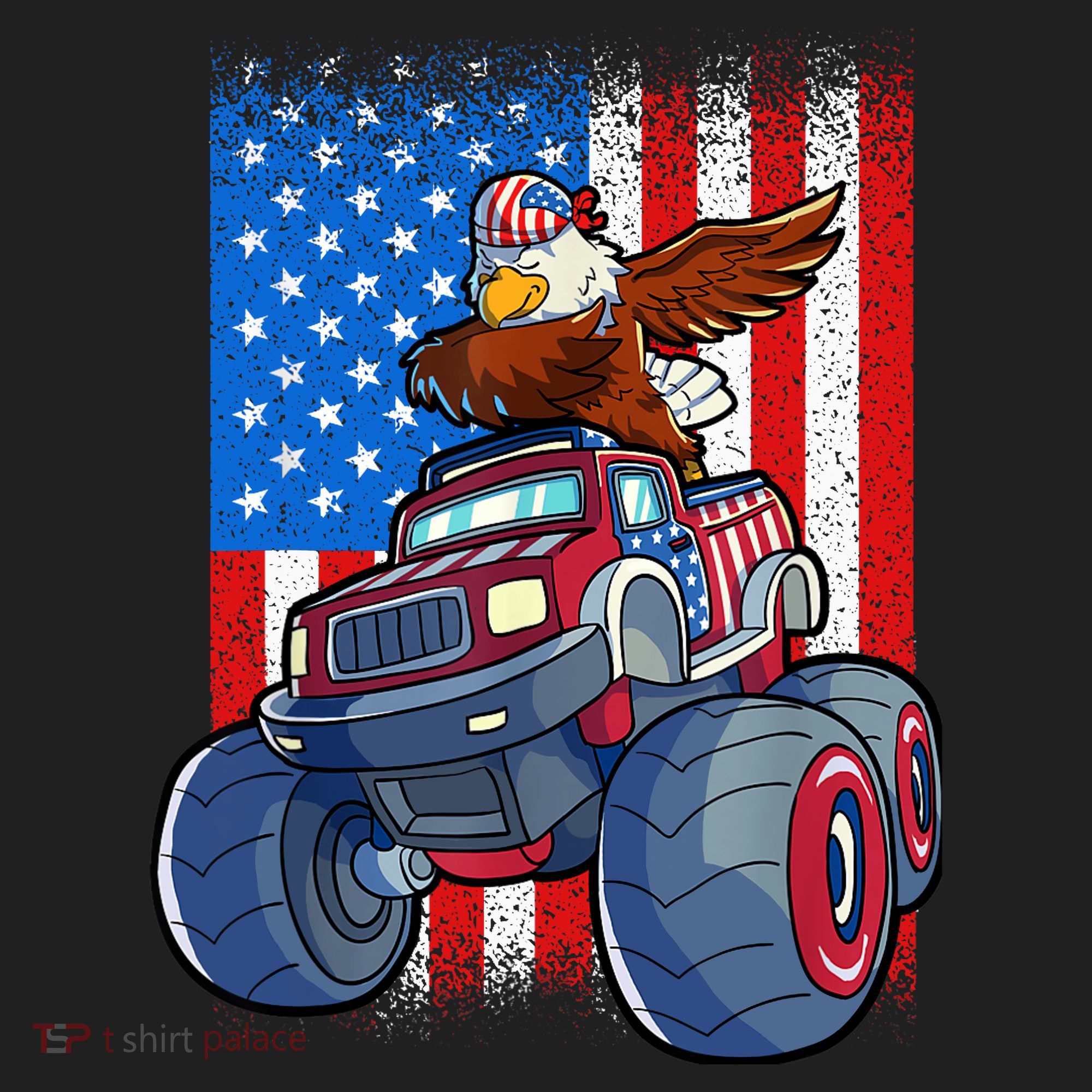 Dabbing Eagle Monster Truck 4th Of July Boy American Flag Golf Towel