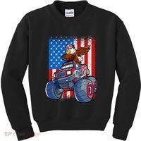 Dabbing Eagle Monster Truck 4th Of July Boy American Flag Kids Sweatshirt thumb 0