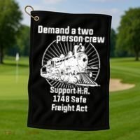 Demand A Two Person Crew Trains Golf Towel thumb 1