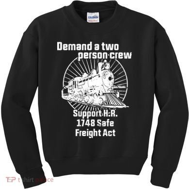 Demand A Two Person Crew Trains Kids Sweatshirt
