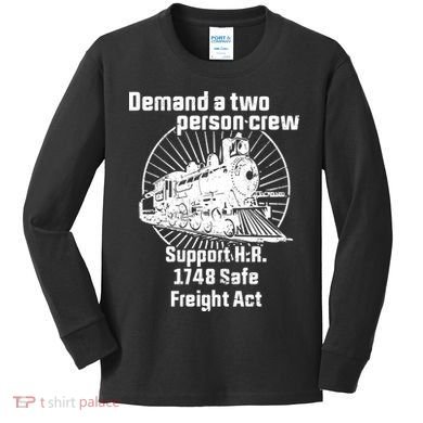 Demand A Two Person Crew Trains Kids Long Sleeve Shirt