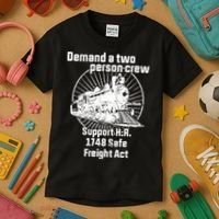 Demand A Two Person Crew Trains Kids T-Shirt thumb 3