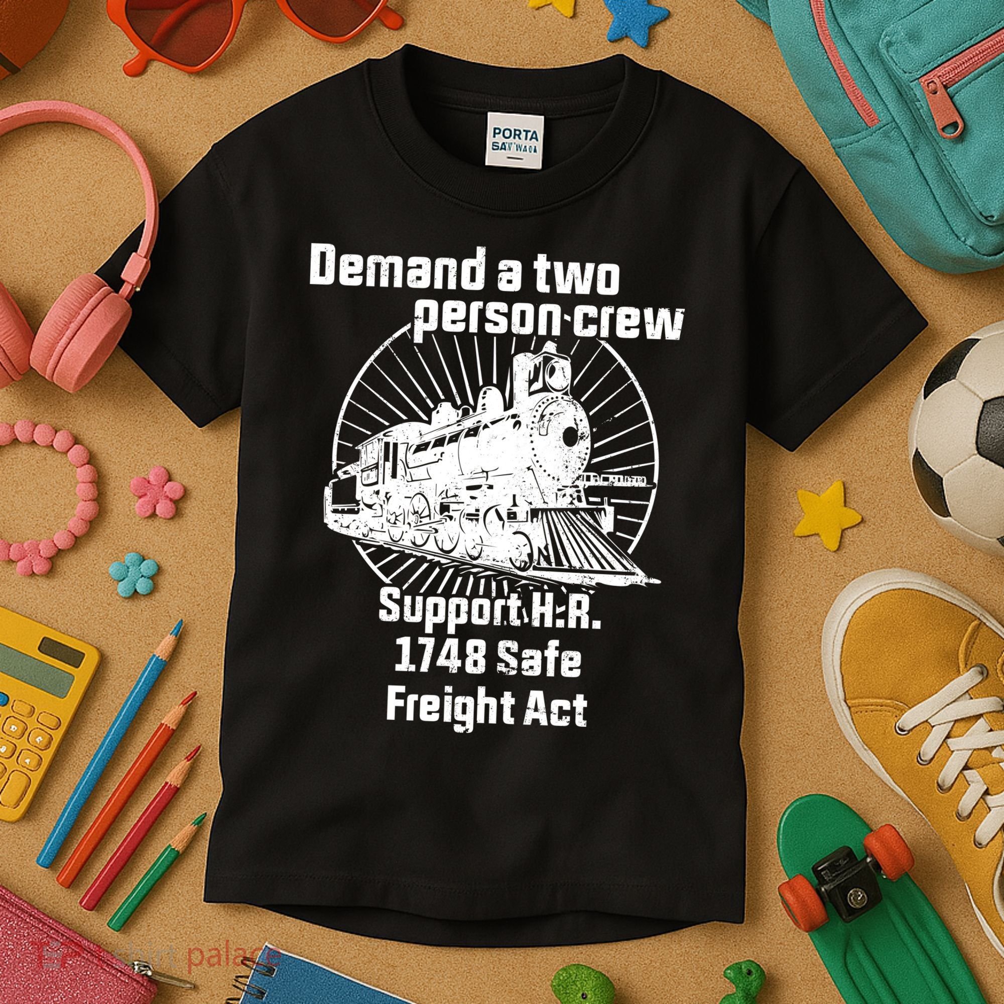 Demand A Two Person Crew Trains Kids T-Shirt