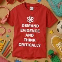 Demand Evidence And Think Critically Kids T-Shirt thumb 3