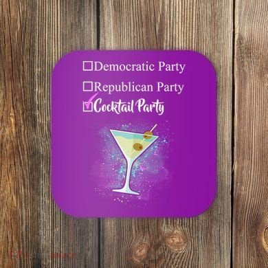Democratic Republican Wine Party Coaster