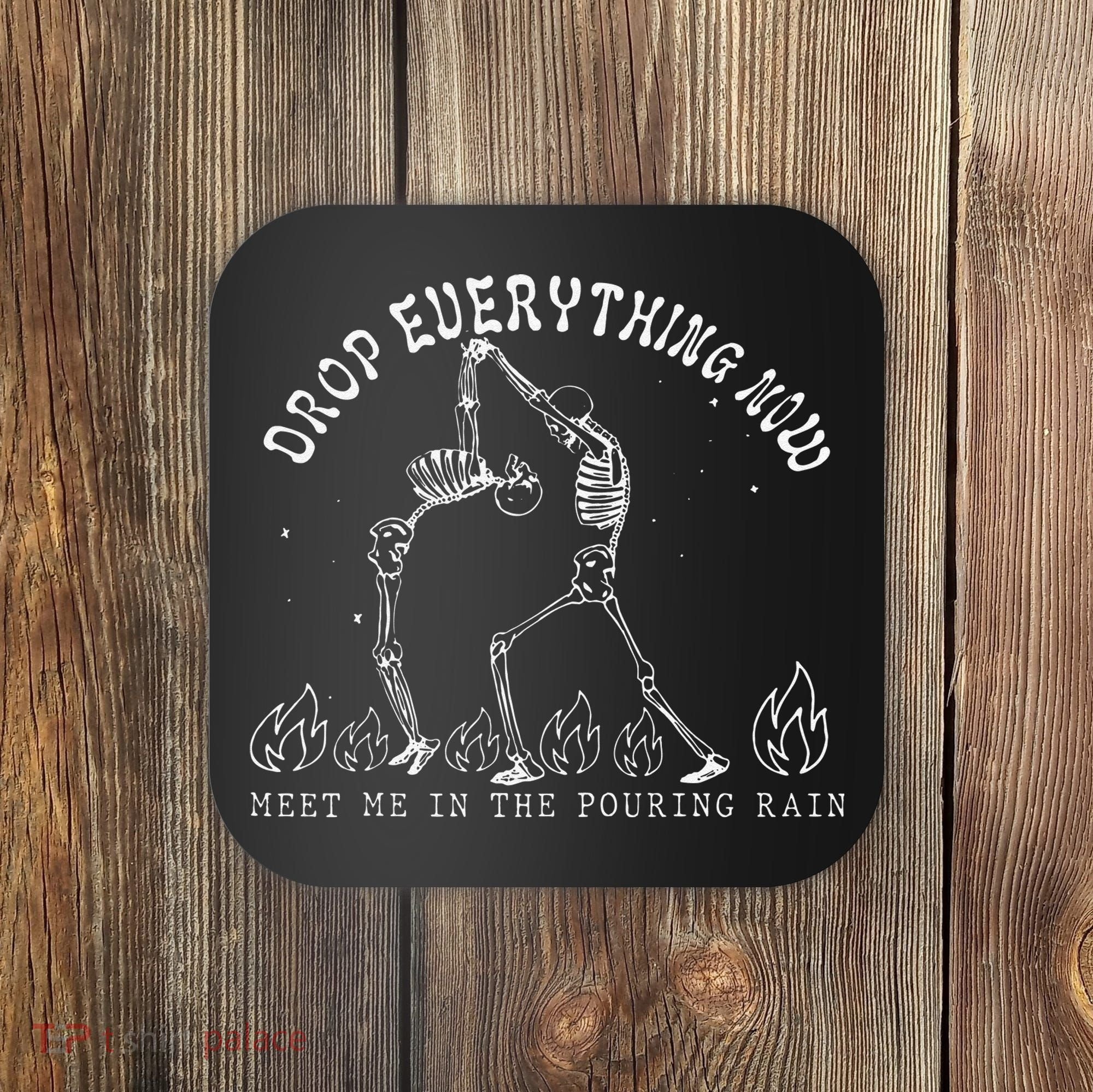 Drop Everything Now Meet Me In The Pouring Rain Skeleton Coaster