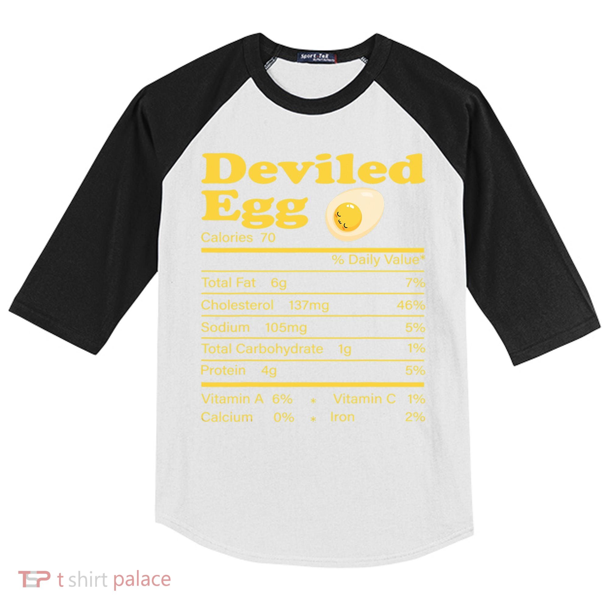 Deviled Egg Nutrition Facts Funny Thanksgiving Food Matching Kids Colorblock Raglan Jersey