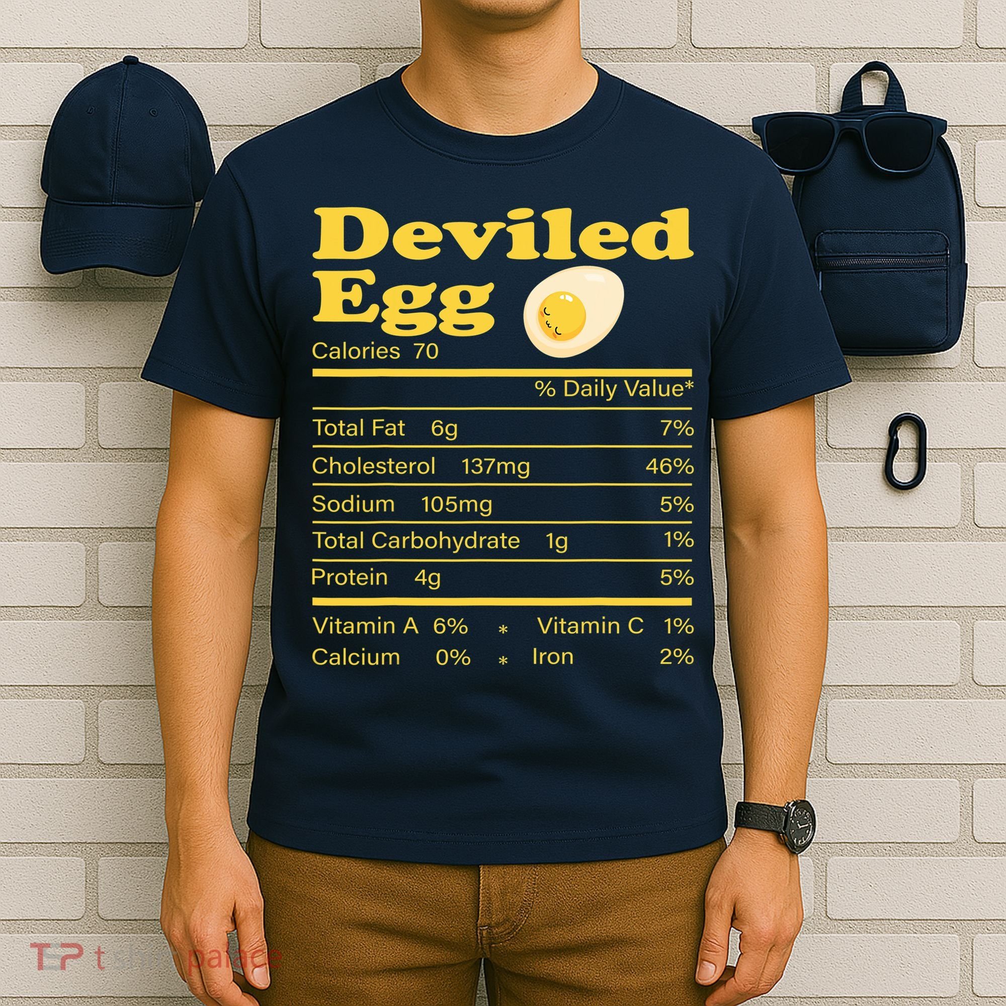 Deviled Egg Nutrition Facts Funny Thanksgiving Food Matching T-Shirt