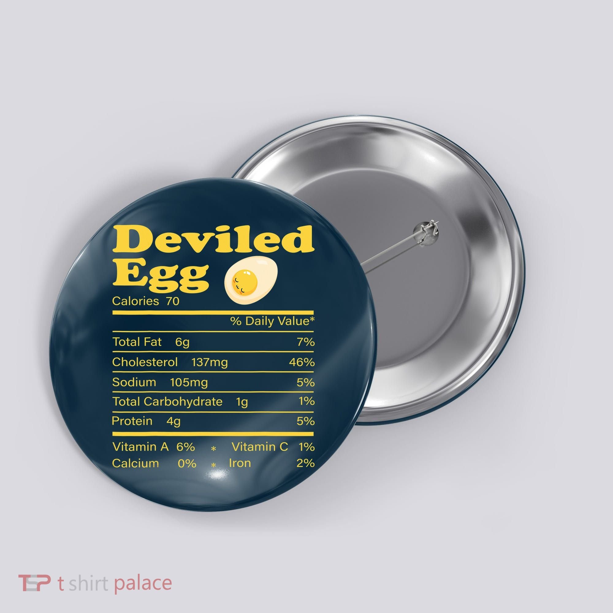 Deviled Egg Nutrition Facts Funny Thanksgiving Food Matching Button