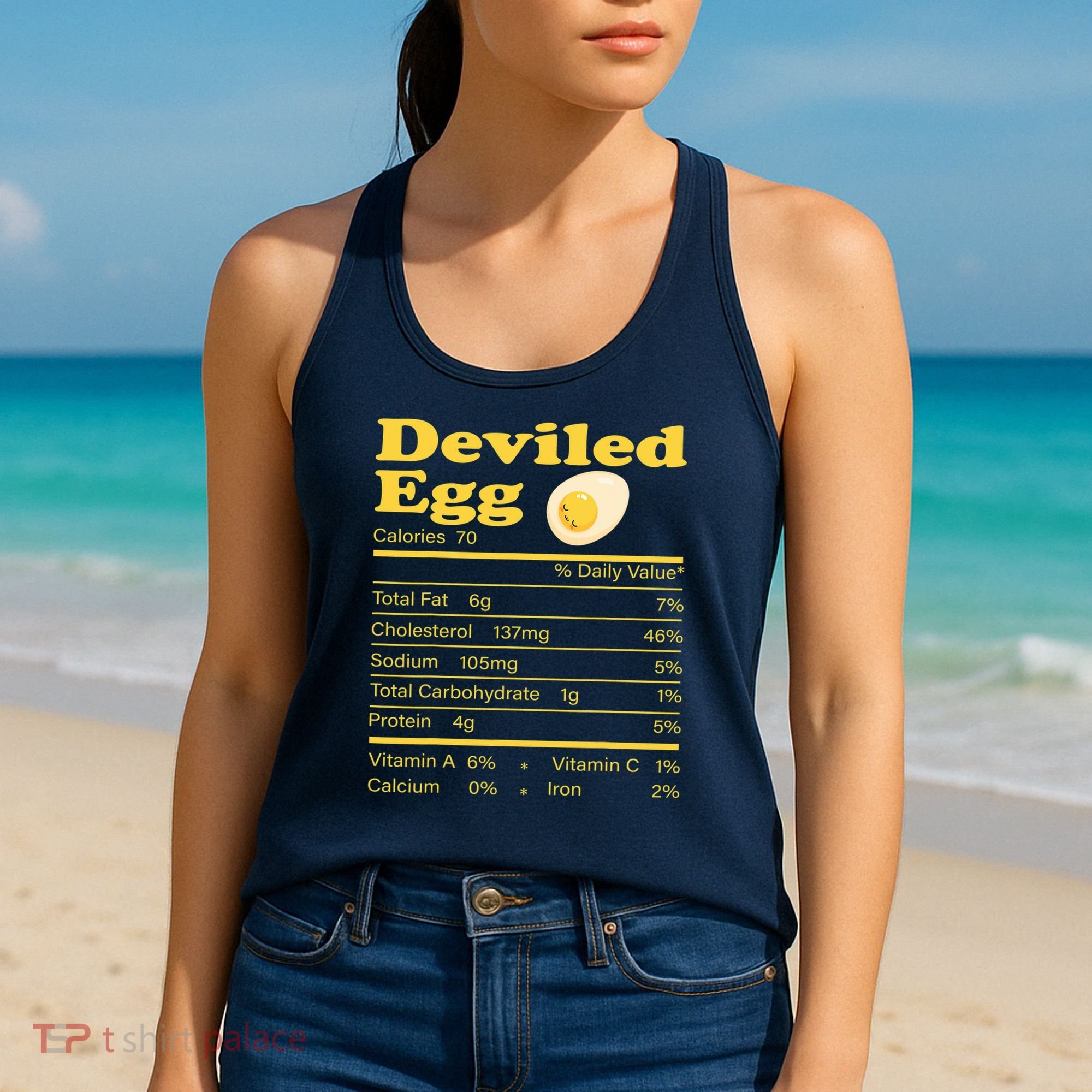 Deviled Egg Nutrition Facts Funny Thanksgiving Food Matching Women's Tank Top