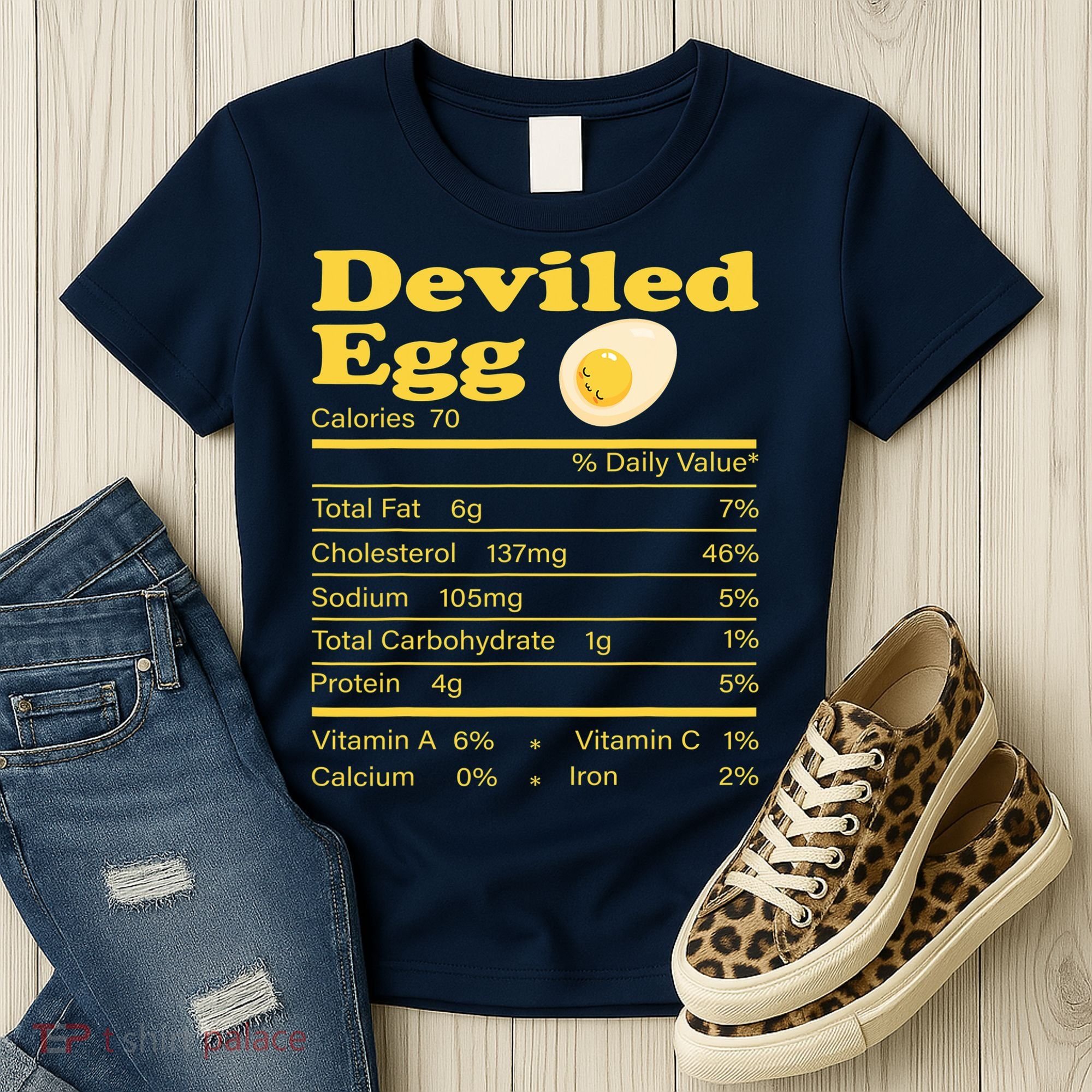 Deviled Egg Nutrition Facts Funny Thanksgiving Food Matching Women's T-Shirt