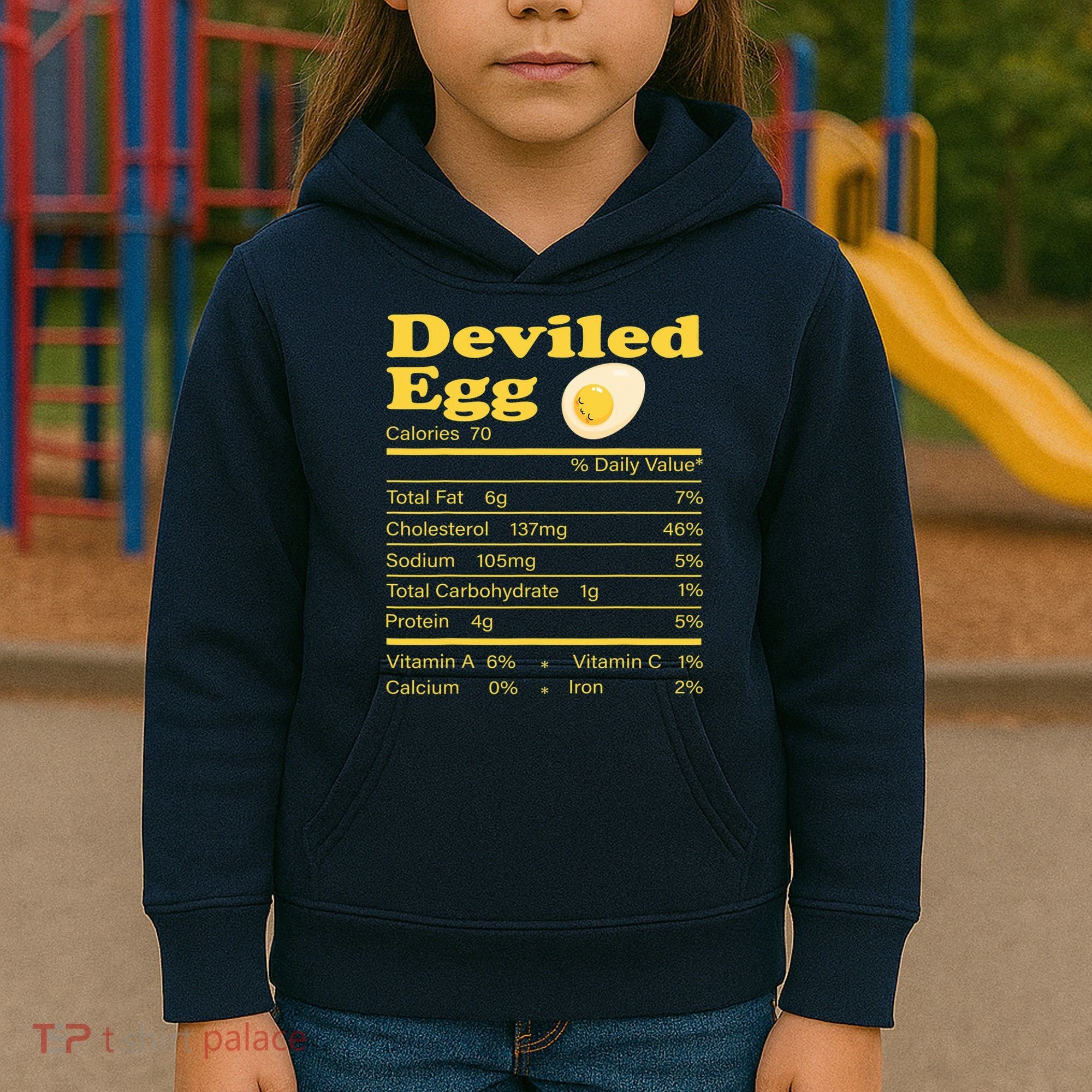 Deviled Egg Nutrition Facts Funny Thanksgiving Food Matching Kids Hoodie