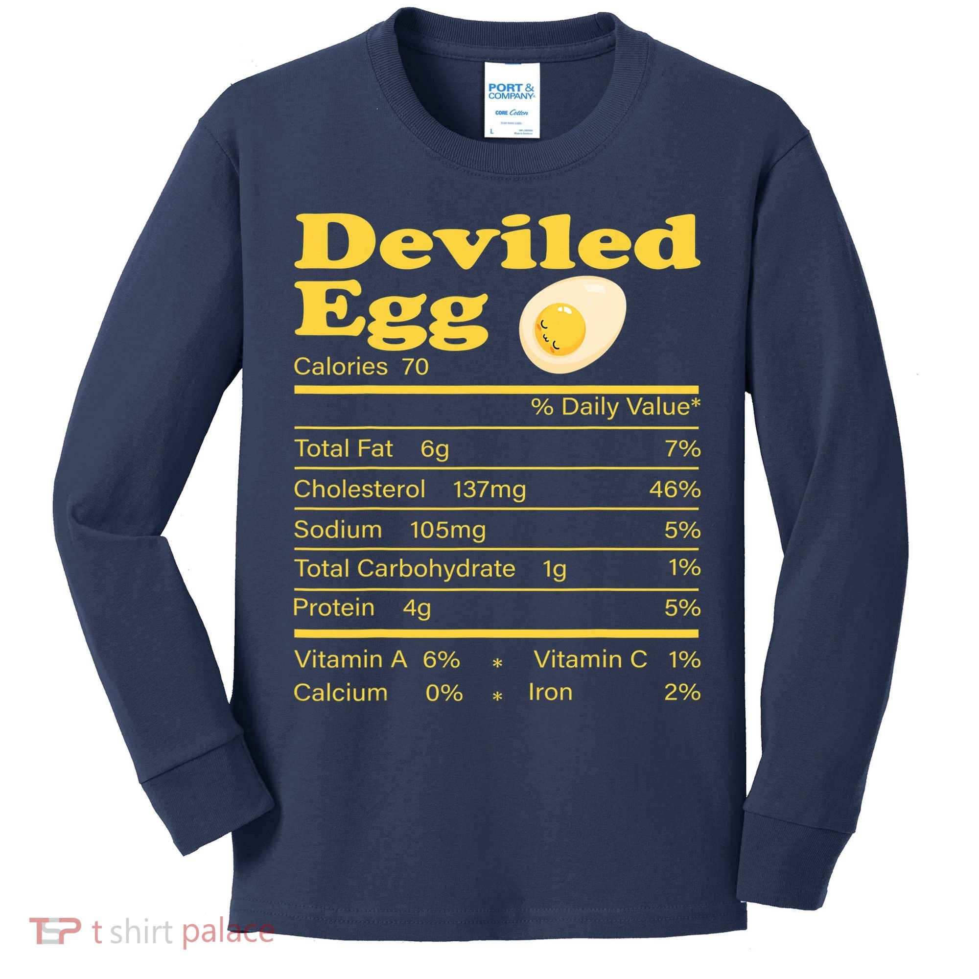 Deviled Egg Nutrition Facts Funny Thanksgiving Food Matching Kids Long Sleeve Shirt