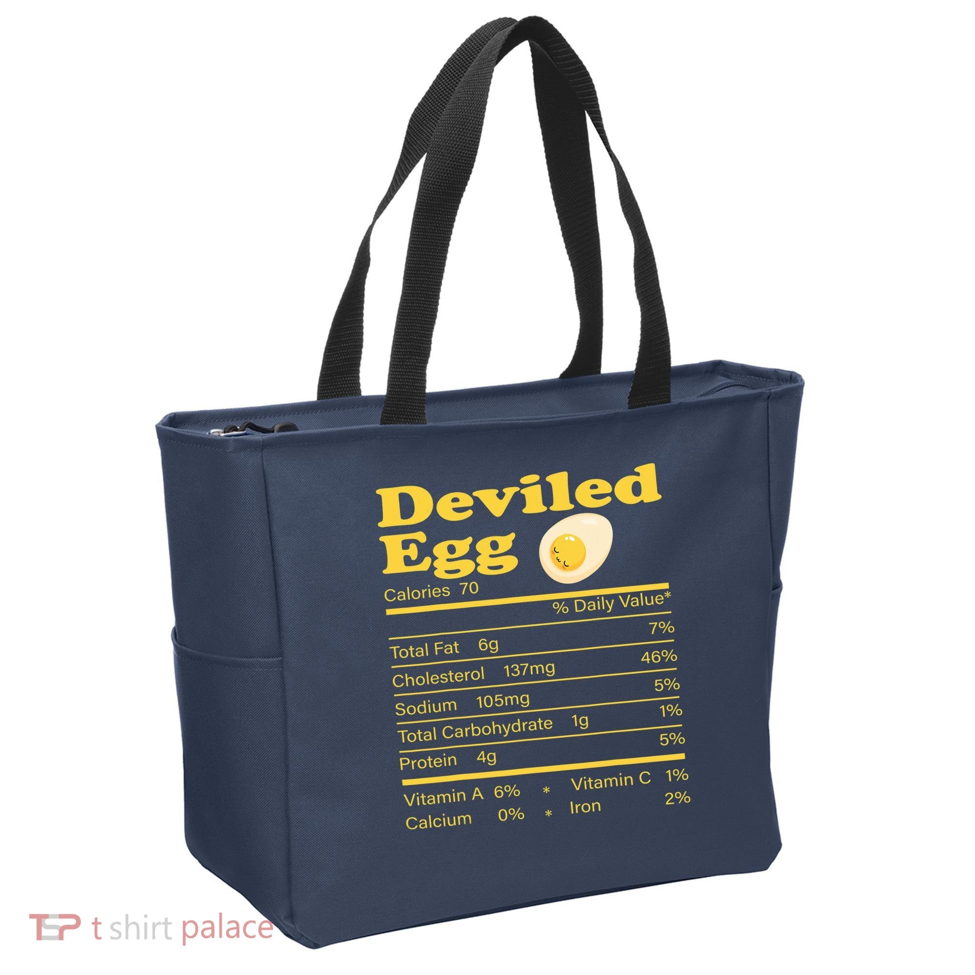 Deviled Egg Nutrition Facts Funny Thanksgiving Food Matching Tote Bag