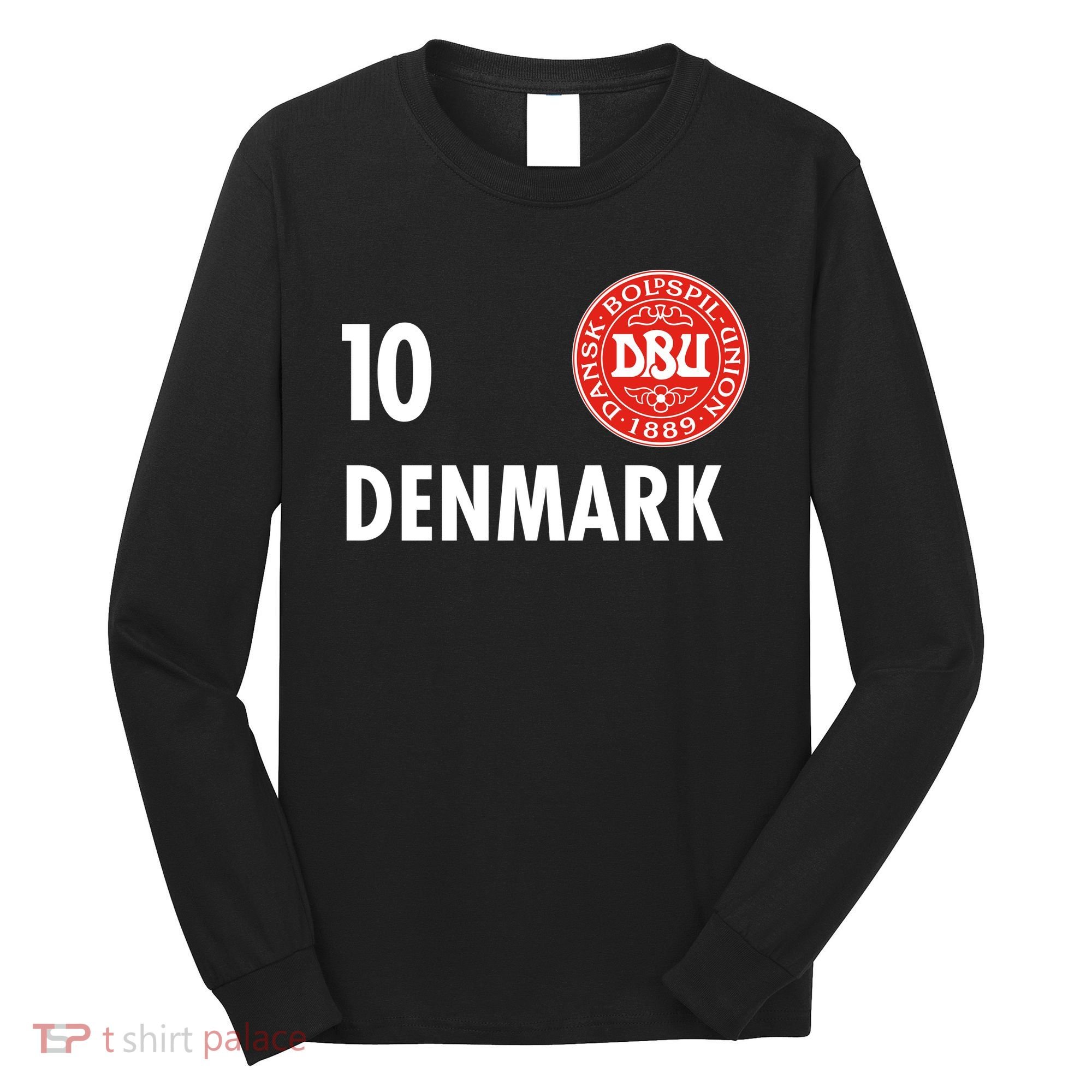 Denmark Danish Soccer No 10 DBU Logo Long Sleeve Shirt