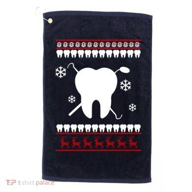 Dentist Ugly Christmas Sweater Golf Towel