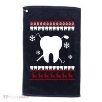 Dentist Ugly Christmas Sweater Golf Towel thumb 0