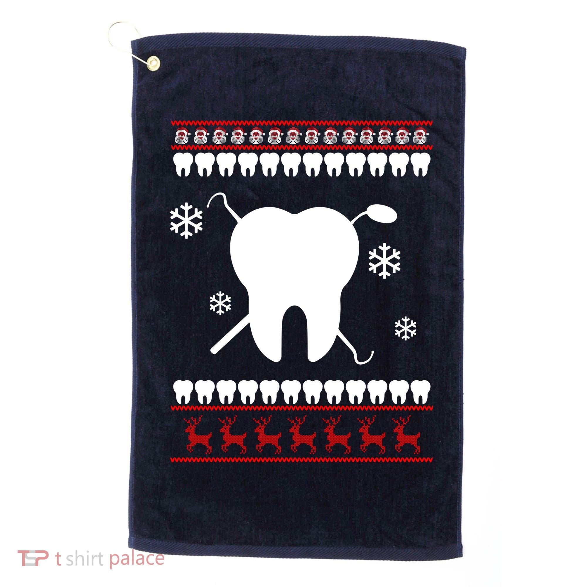Dentist Ugly Christmas Sweater Golf Towel