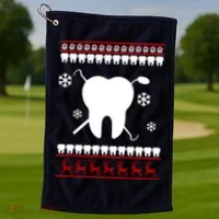 Dentist Ugly Christmas Sweater Golf Towel thumb 1