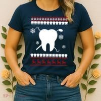 Dentist Ugly Christmas Sweater Women's T-Shirt thumb 2