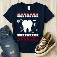 Dentist Ugly Christmas Sweater Women's T-Shirt thumb 3