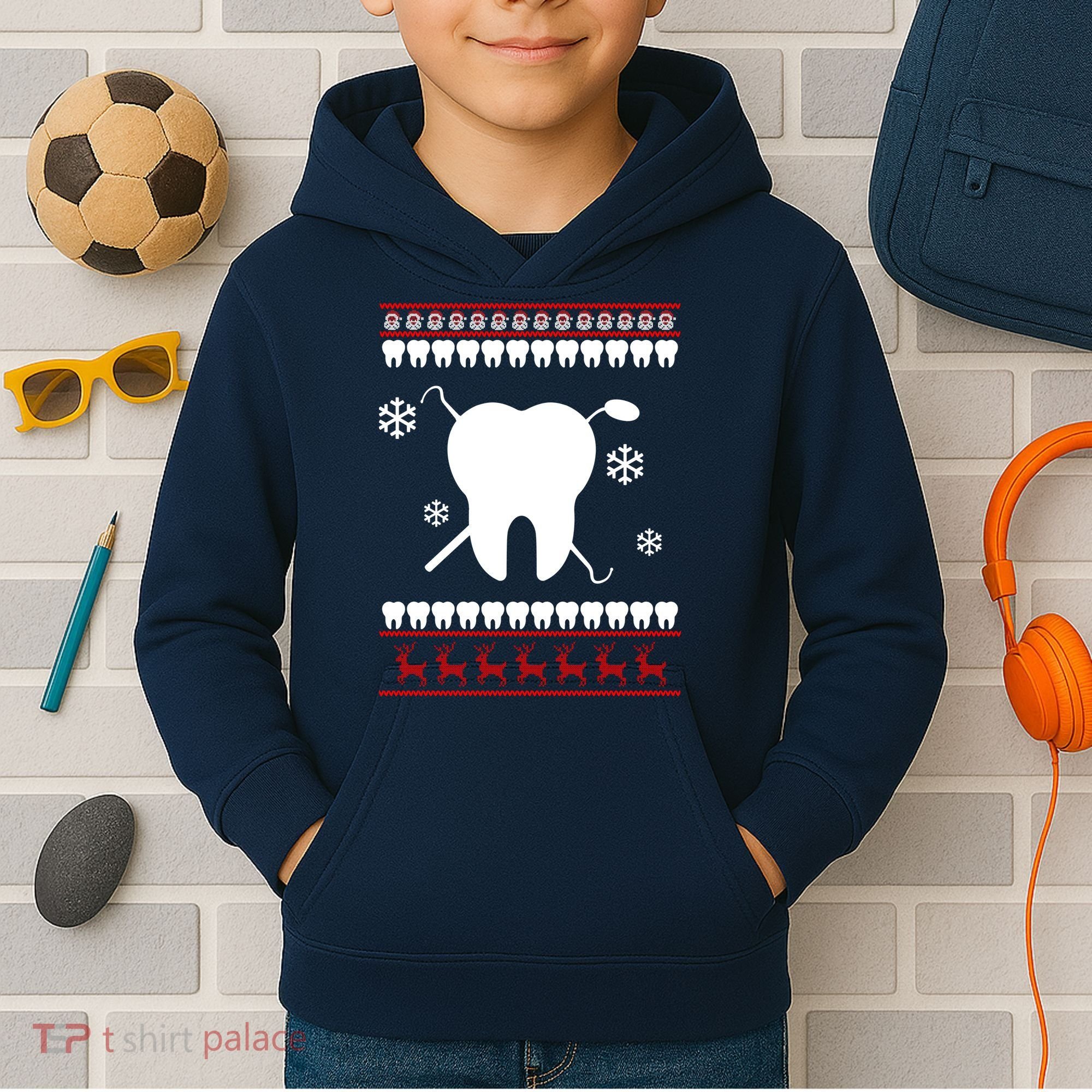 Dentist Ugly Christmas Sweater Kids Hoodie