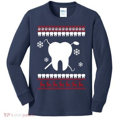 Dentist Ugly Christmas Sweater Kids Long Sleeve Shirt