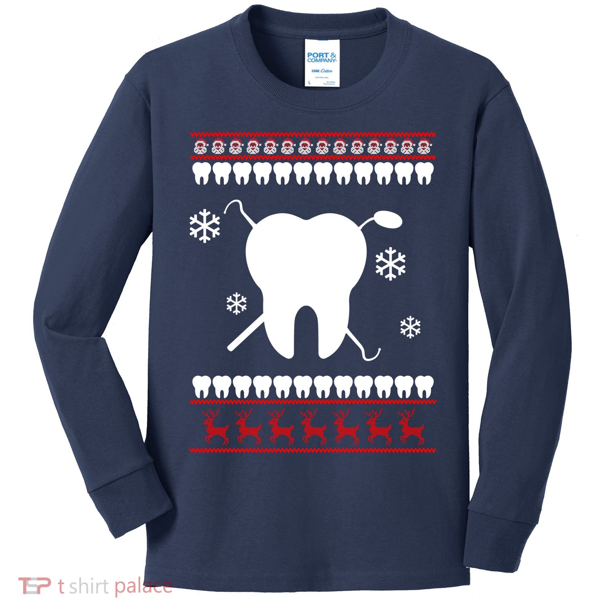 Dentist Ugly Christmas Sweater Kids Long Sleeve Shirt