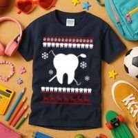 Dentist Ugly Christmas Sweater Kids T-Shirt thumb 3