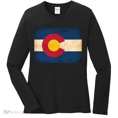 Denver Flag Grunge Colorado Women's Long Sleeve Shirt