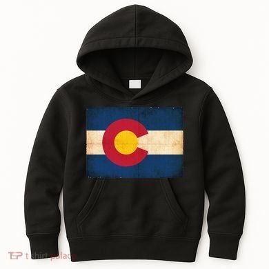 Denver Flag Grunge Colorado Kids Hoodie