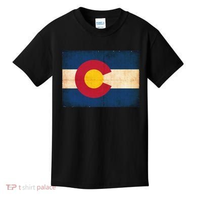 Denver Flag Grunge Colorado Kids T-Shirt