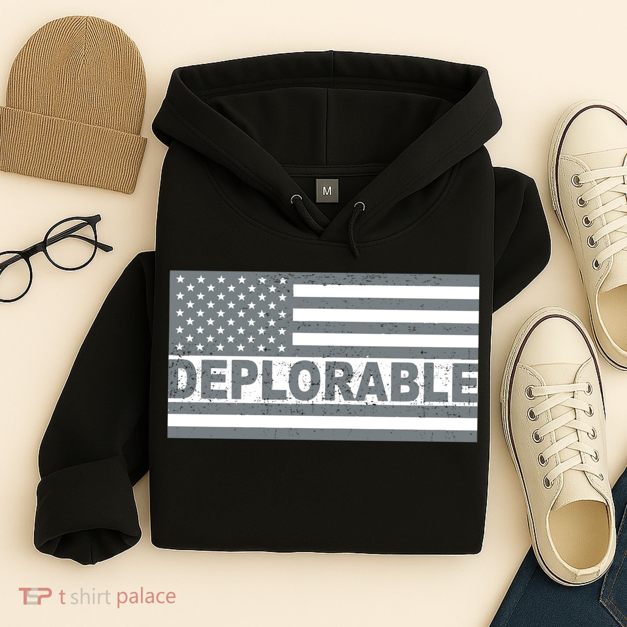 Deplorable American USA Flag Hoodie