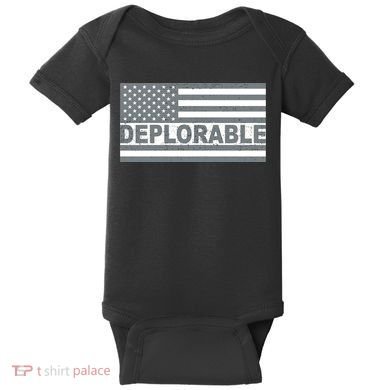 Deplorable American USA Flag Baby Bodysuit