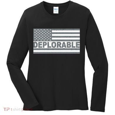 Deplorable American USA Flag Women's Long Sleeve Shirt