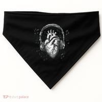 Dark Edgy Realistic Heart With Headphone Gothic Rock Cute Gift USA-Made Doggie Bandana thumb 0