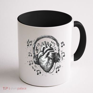 Dark Edgy Realistic Heart With Headphone Gothic Rock Cute Gift Coffee Mug back