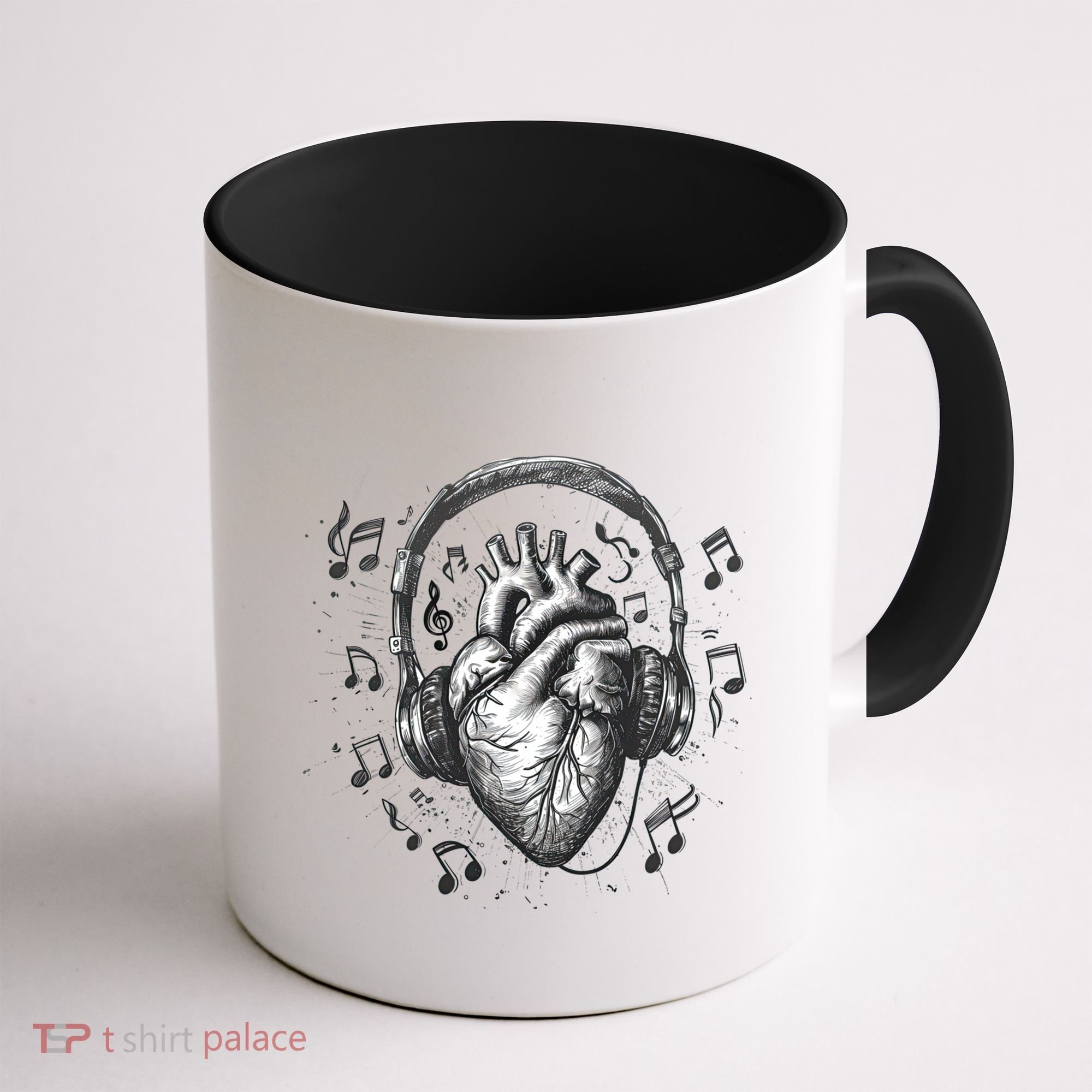 Dark Edgy Realistic Heart With Headphone Gothic Rock Cute Gift Coffee Mug