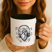 Dark Edgy Realistic Heart With Headphone Gothic Rock Cute Gift Coffee Mug thumb 3