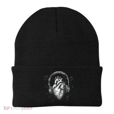 Dark Edgy Realistic Heart With Headphone Gothic Rock Cute Gift Beanie