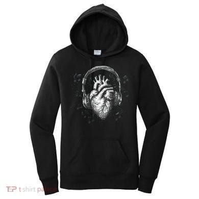 Dark Edgy Realistic Heart With Headphone Gothic Rock Cute Gift Women's Hoodie