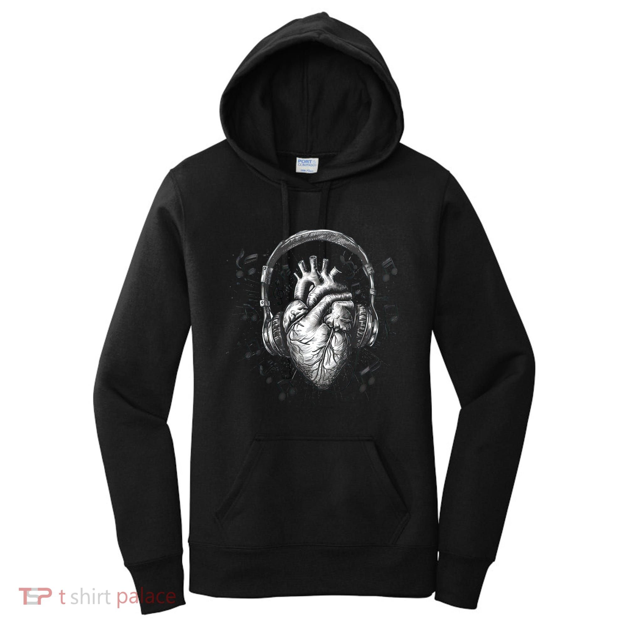 Dark Edgy Realistic Heart With Headphone Gothic Rock Cute Gift Women's Hoodie