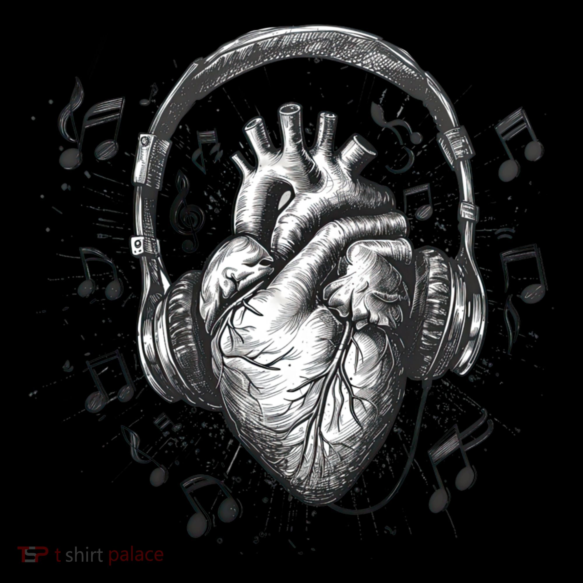 Dark Edgy Realistic Heart With Headphone Gothic Rock Cute Gift Women's Hoodie