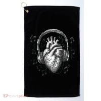 Dark Edgy Realistic Heart With Headphone Gothic Rock Cute Gift Golf Towel thumb 0
