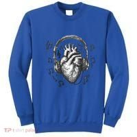 Dark Edgy Realistic Heart With Headphone Gothic Rock Cute Gift Sweatshirt thumb 0