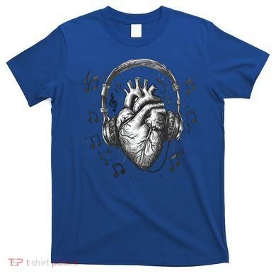 Dark Edgy Realistic Heart With Headphone Gothic Rock Cute Gift T-Shirt